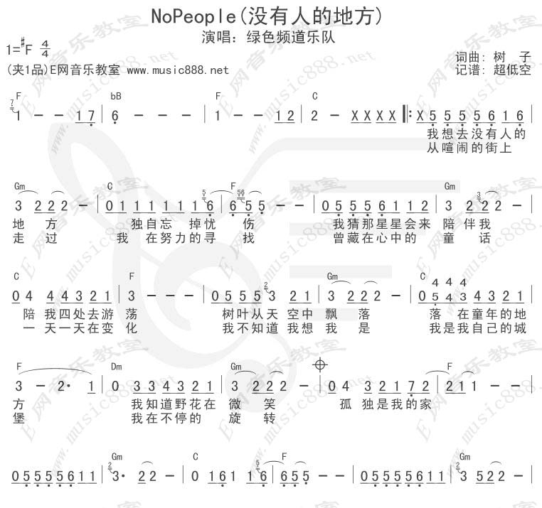 Nopeople没有人的地方（+吉他和弦）