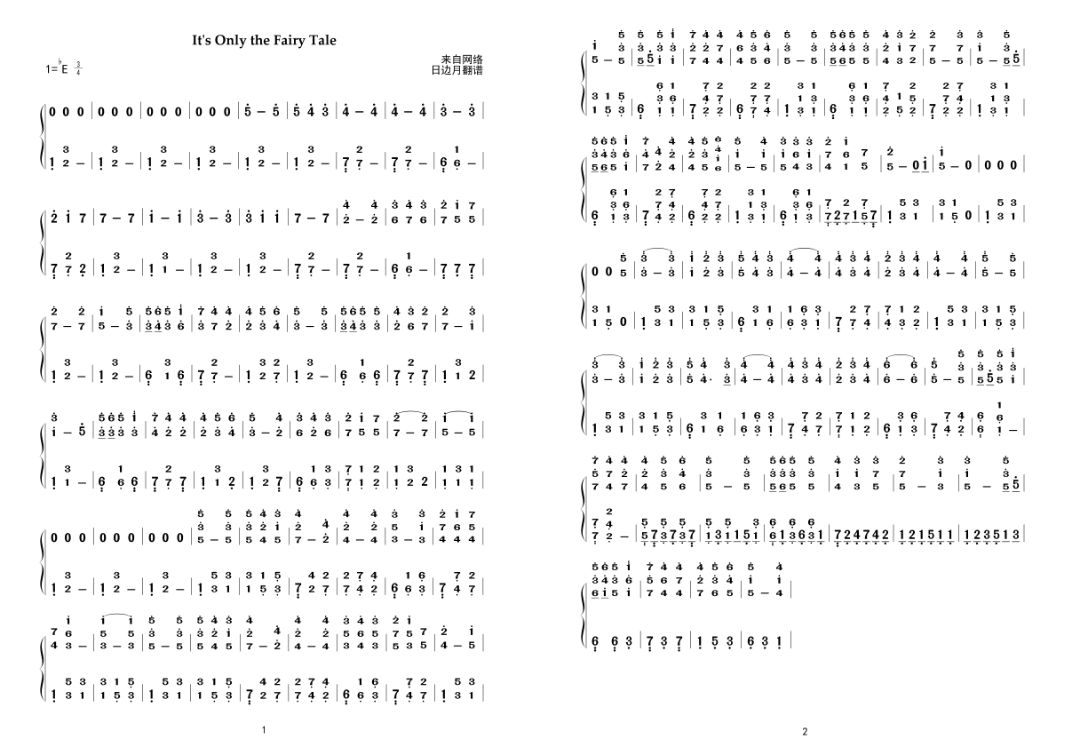 It`s Only the Fairy Tale 钢琴曲