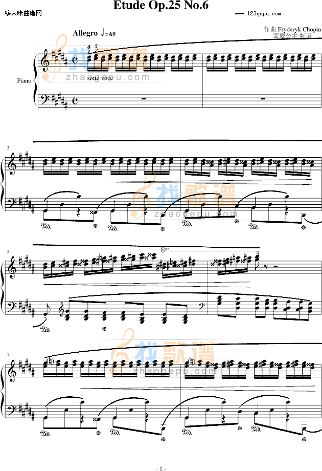 肖邦练习曲 Op.25 No.6-肖邦