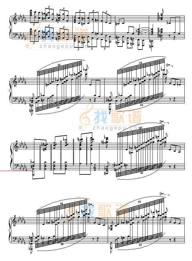 降b小调第一钢琴协奏曲(两架钢琴谱）
