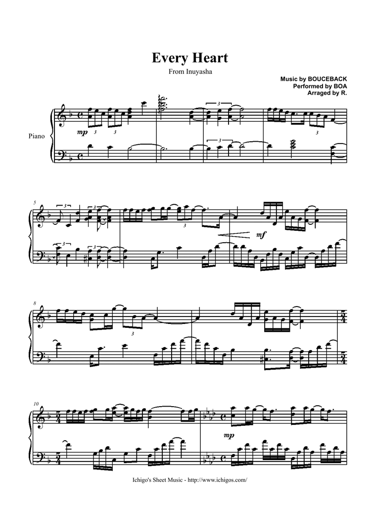 Every Heart  piano