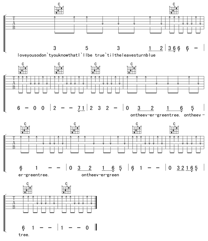 evergreen tree吉他谱( 六)-