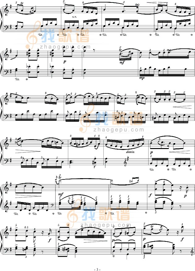 D大调奏鸣曲K.311第二乐章