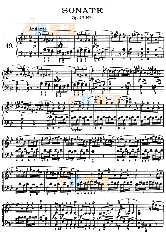 第十九钢琴奏鸣曲-（Op.49 No.1）