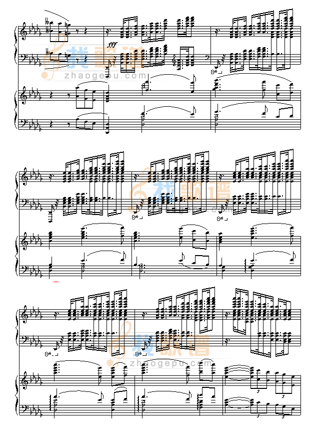 降b小调第一钢琴协奏曲(两架钢琴谱）