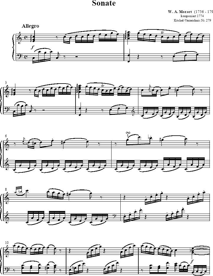 奏鸣曲 Sonatas K279   Mvt.1