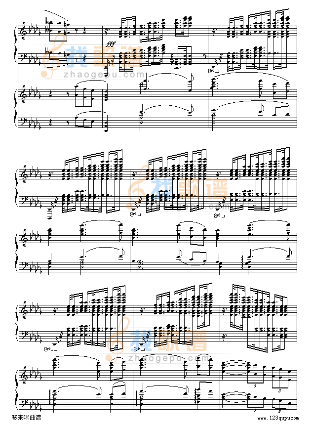 降b小调第一钢琴协奏曲(两架钢琴谱）-柴科夫斯基