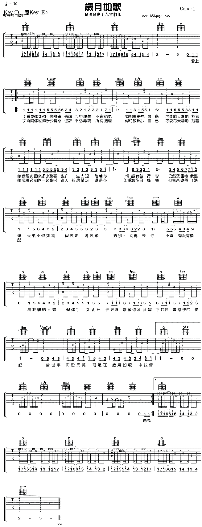 岁月如歌 （陈奕迅）