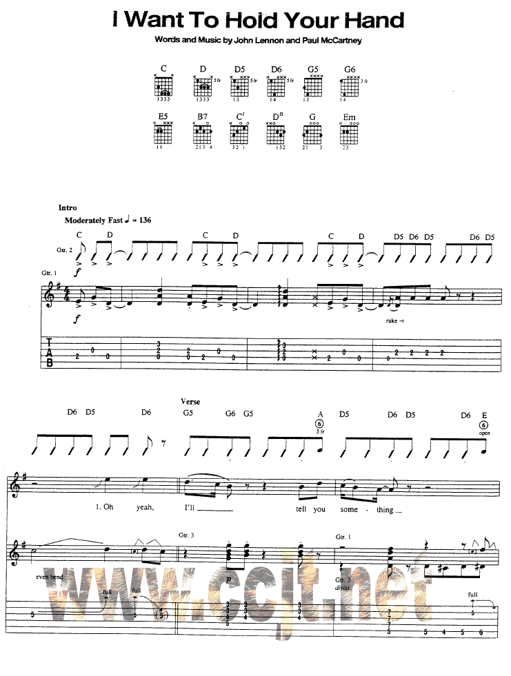 I want To Hold Your Hand吉他谱( 六)-