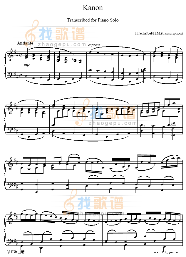 D大调卡农-Cannon D-帕赫贝尔-Pachelbel