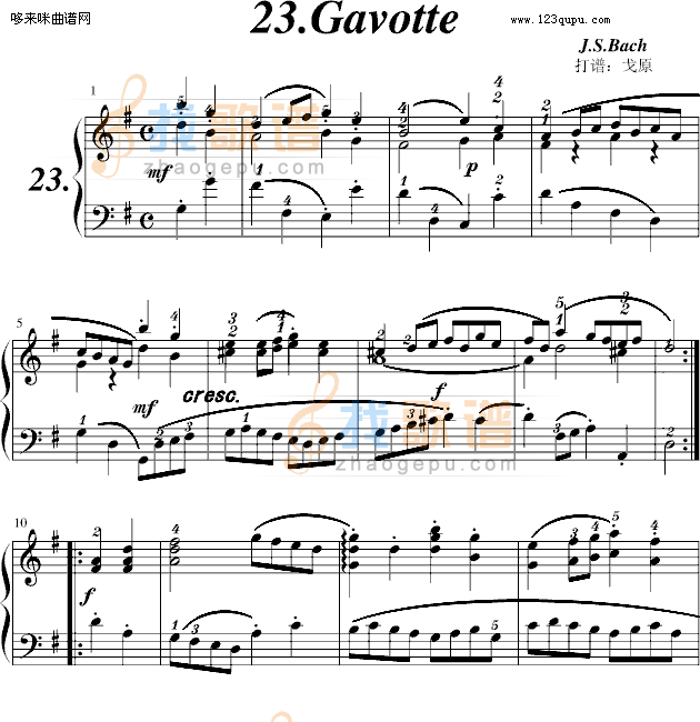 巴赫初步II No.23 Gavotte-巴赫