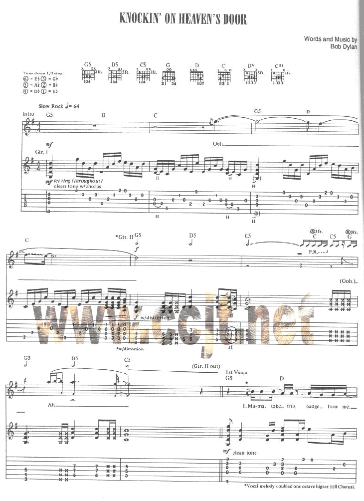 konck’in on the heavens door吉他谱( 六)-
