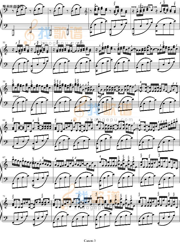 卡农-George Winston版(附指法)-帕赫贝尔-Pachelbel