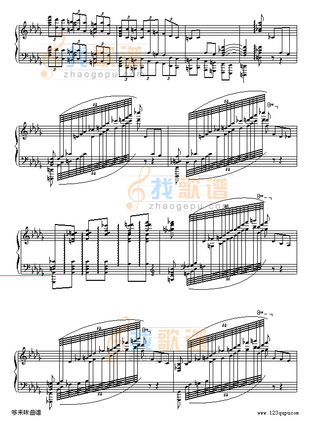 降b小调第一钢琴协奏曲(两架钢琴谱）-柴科夫斯基