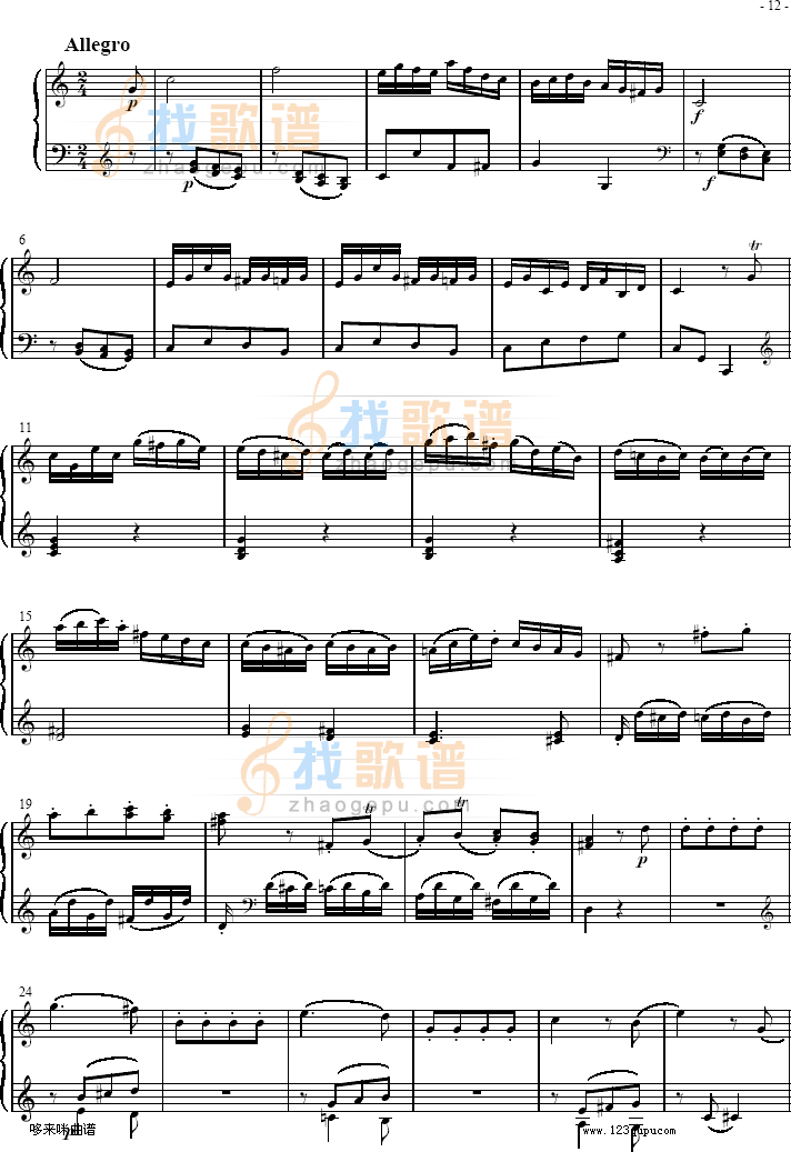 奏鸣曲 Sonatas K279 Mvt.3-莫扎特