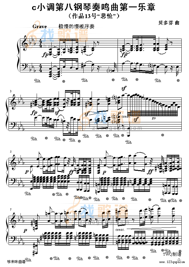 悲怆奏鸣曲第一乐章-贝多芬