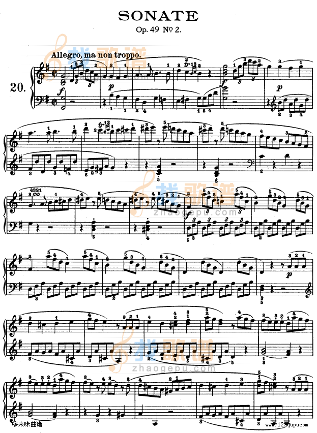 第二十钢琴奏鸣曲-Op.49 No.2-贝多芬