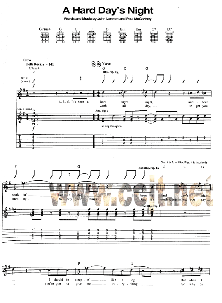 A Hard Days Night吉他谱( 六)-