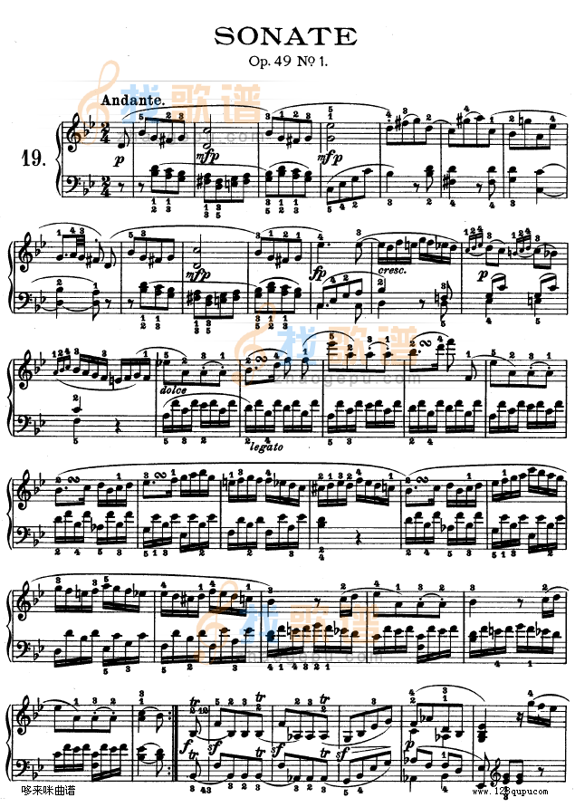 第十九钢琴奏鸣曲-（Op.49 No.1）-贝多芬