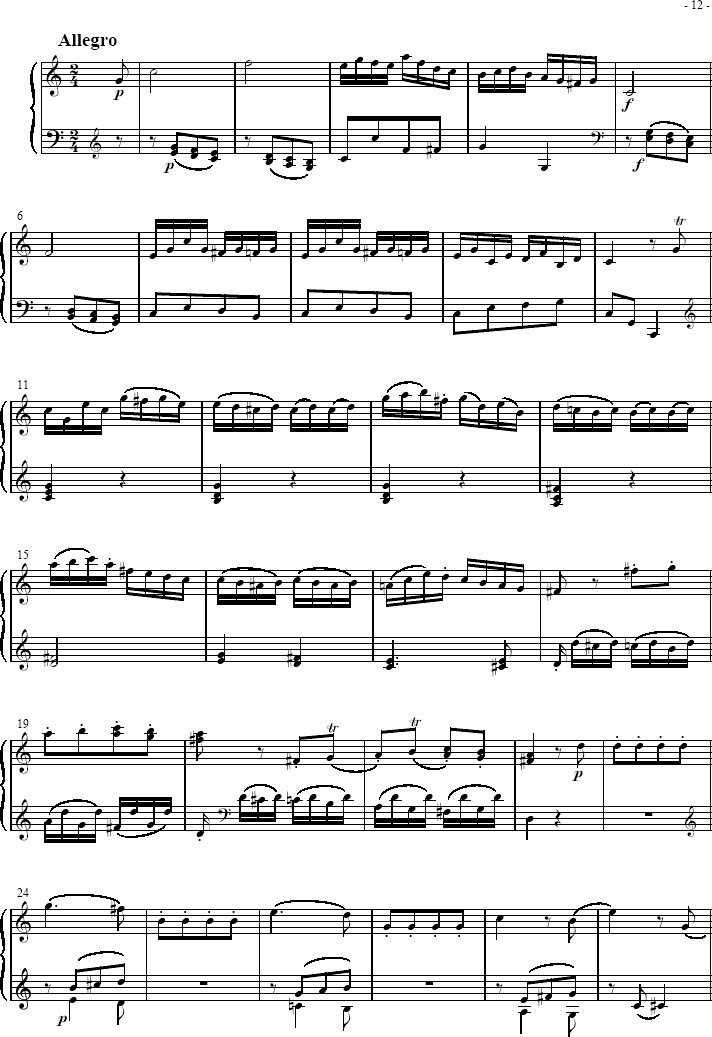 奏鸣曲 Sonatas K279 Mvt.3