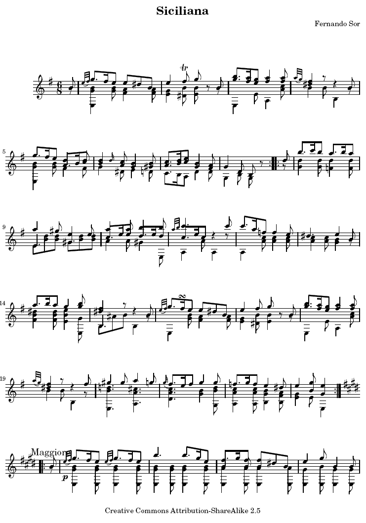 西西里舞曲吉他谱(谱)