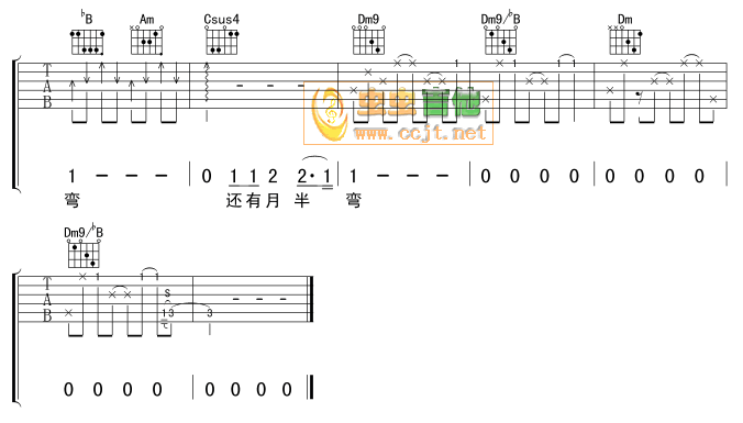月半弯吉他谱(和弦 六)-