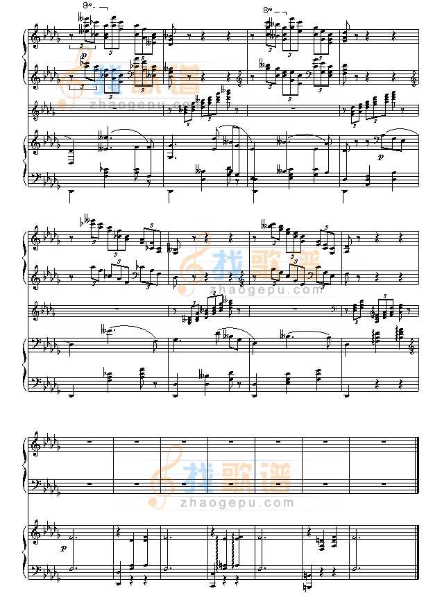 降b小调第一钢琴协奏曲(两架钢琴谱）