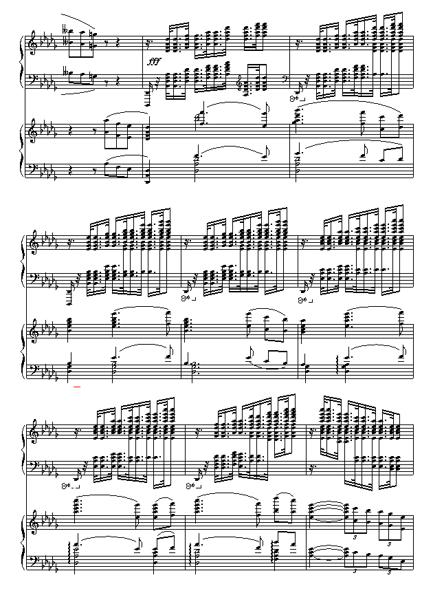 降b小调第一钢琴协奏曲(两架钢琴谱）