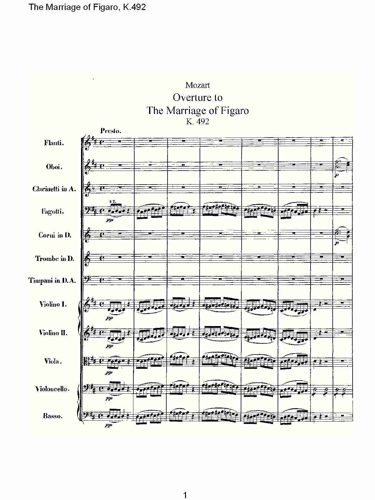 SThe Marriage of Figaro, K.492 （一）