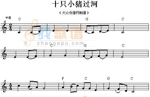十只小猪过河