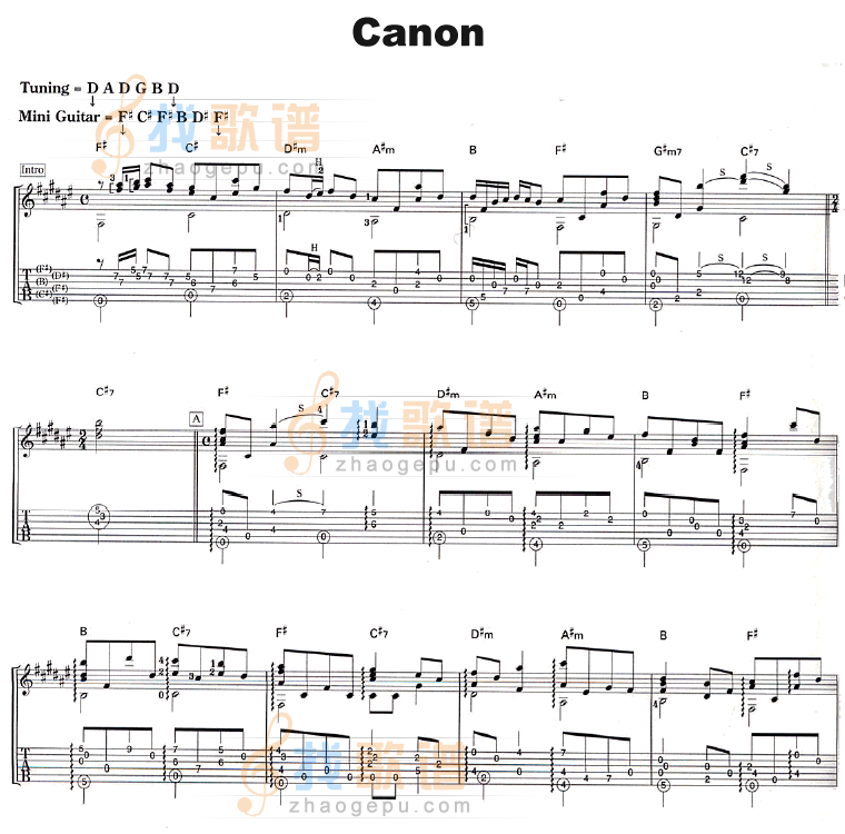 Canon吉他谱( 六)