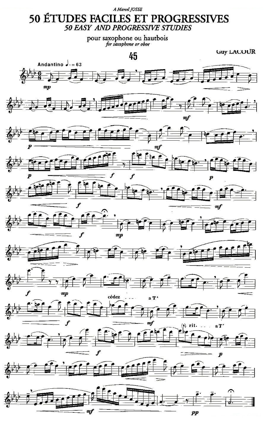 Guy Lacour 50 首萨克斯练习曲之45