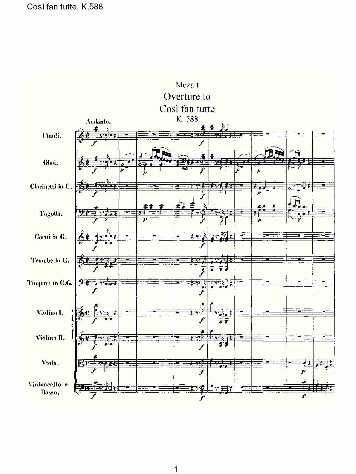 Cosě fan tutte, K.588 （一）