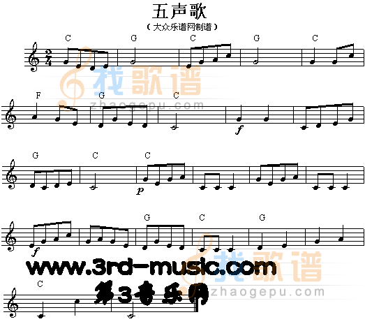 五声歌[电子琴谱]