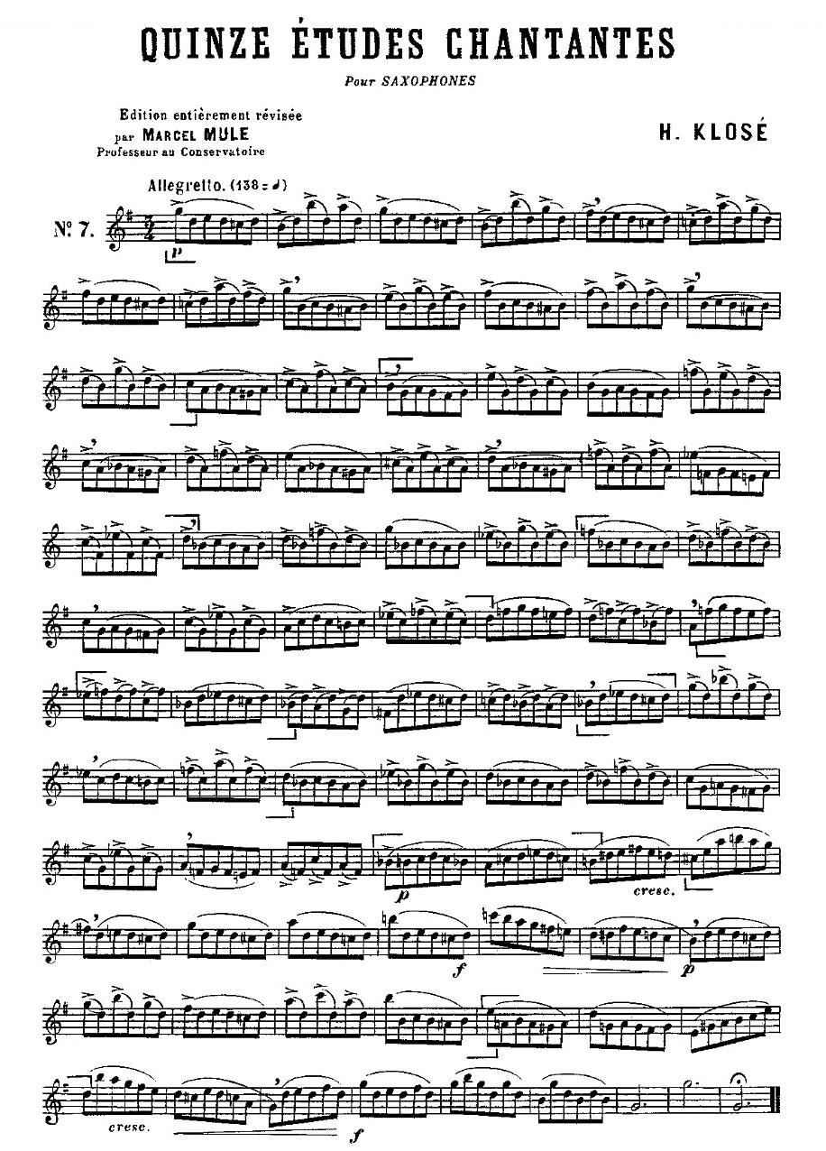 Klose Etudes Chantantes Pour Saxophone（练习曲之七）