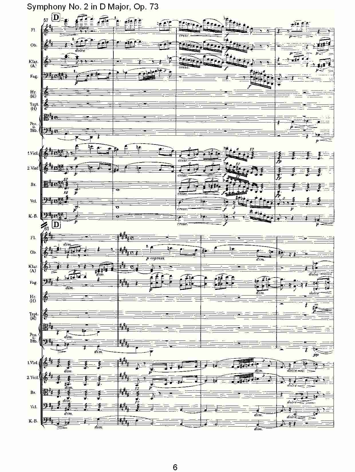 D大调第二交响曲, Op.73第二乐章（二）