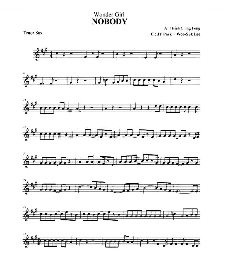 nobody（四重奏分谱）