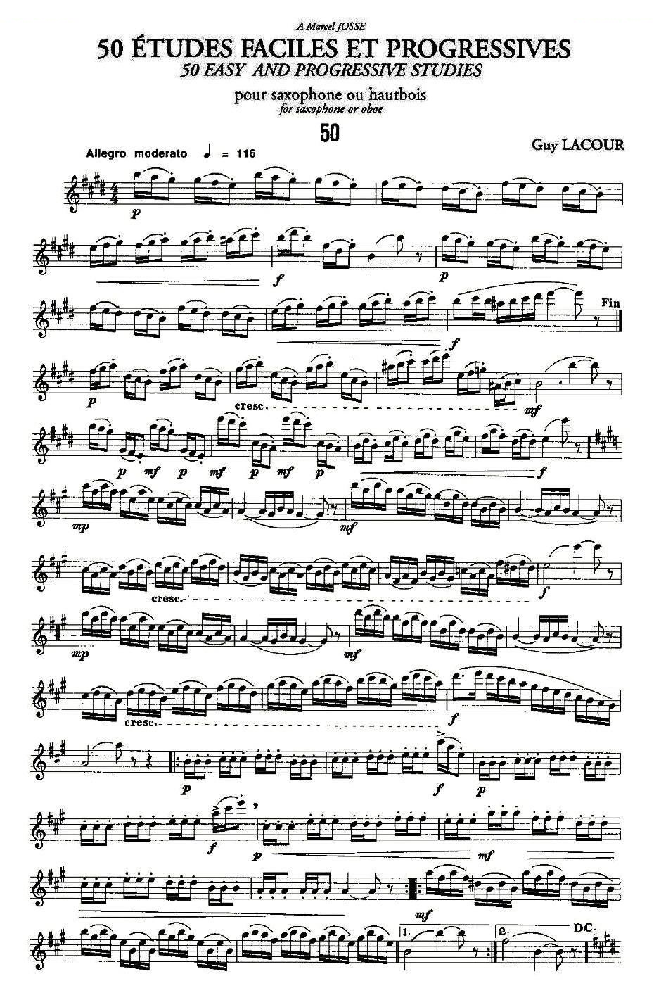 Guy Lacour 50 首萨克斯练习曲之50