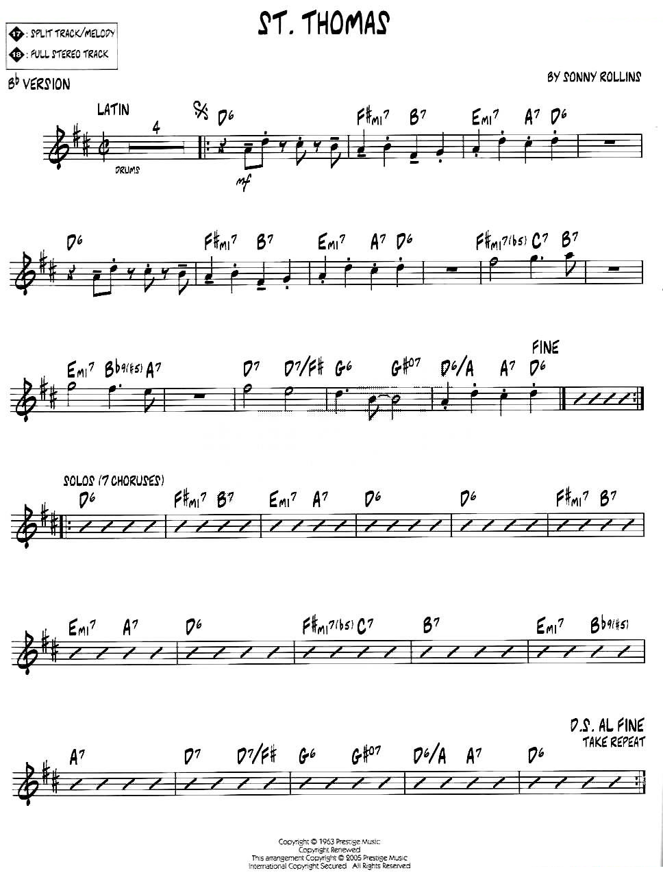 ST. THOMAS（jazz系列萨克斯谱）