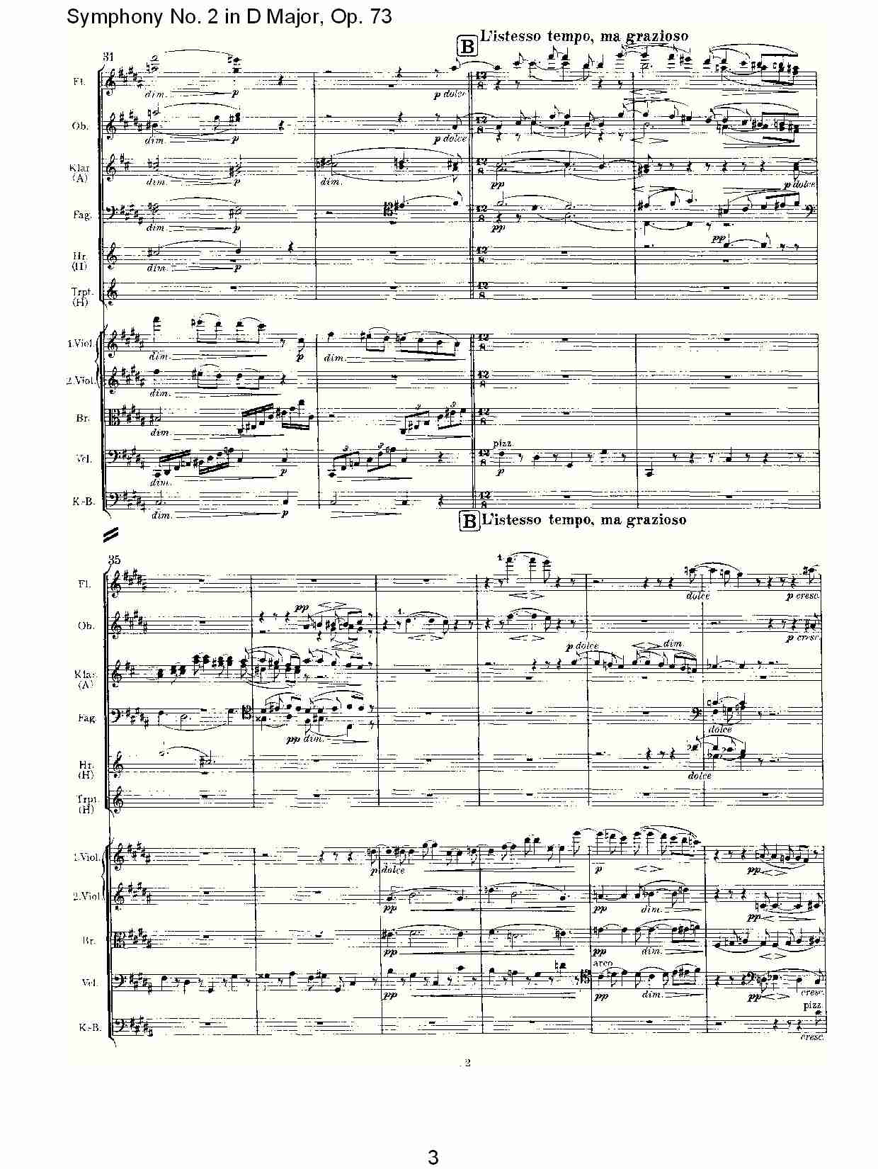 D大调第二交响曲, Op.73第二乐章（一）
