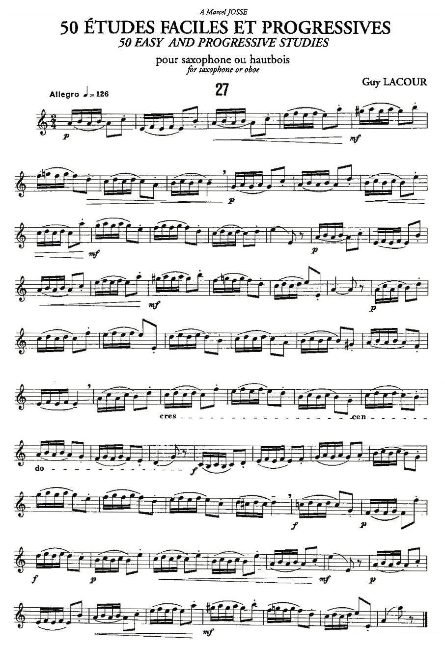 Guy Lacour 50 首萨克斯练习曲之27