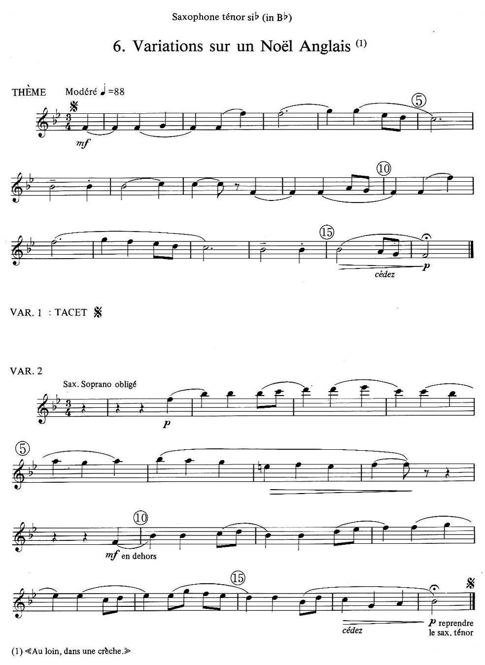 jean Bouvard 编写的6首萨克斯四重奏（次中音萨克斯分谱）