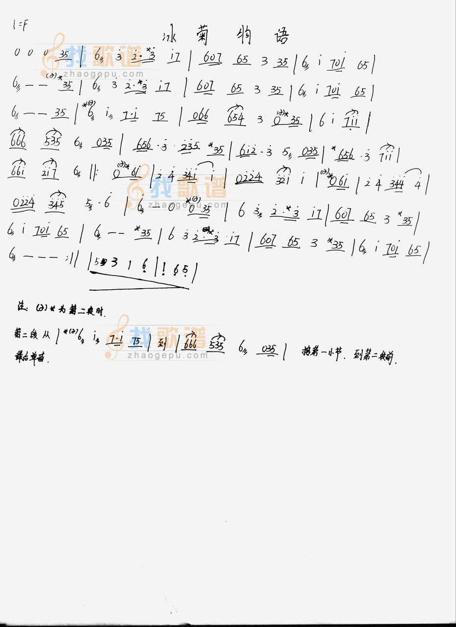 冰菊物语（古筝谱）