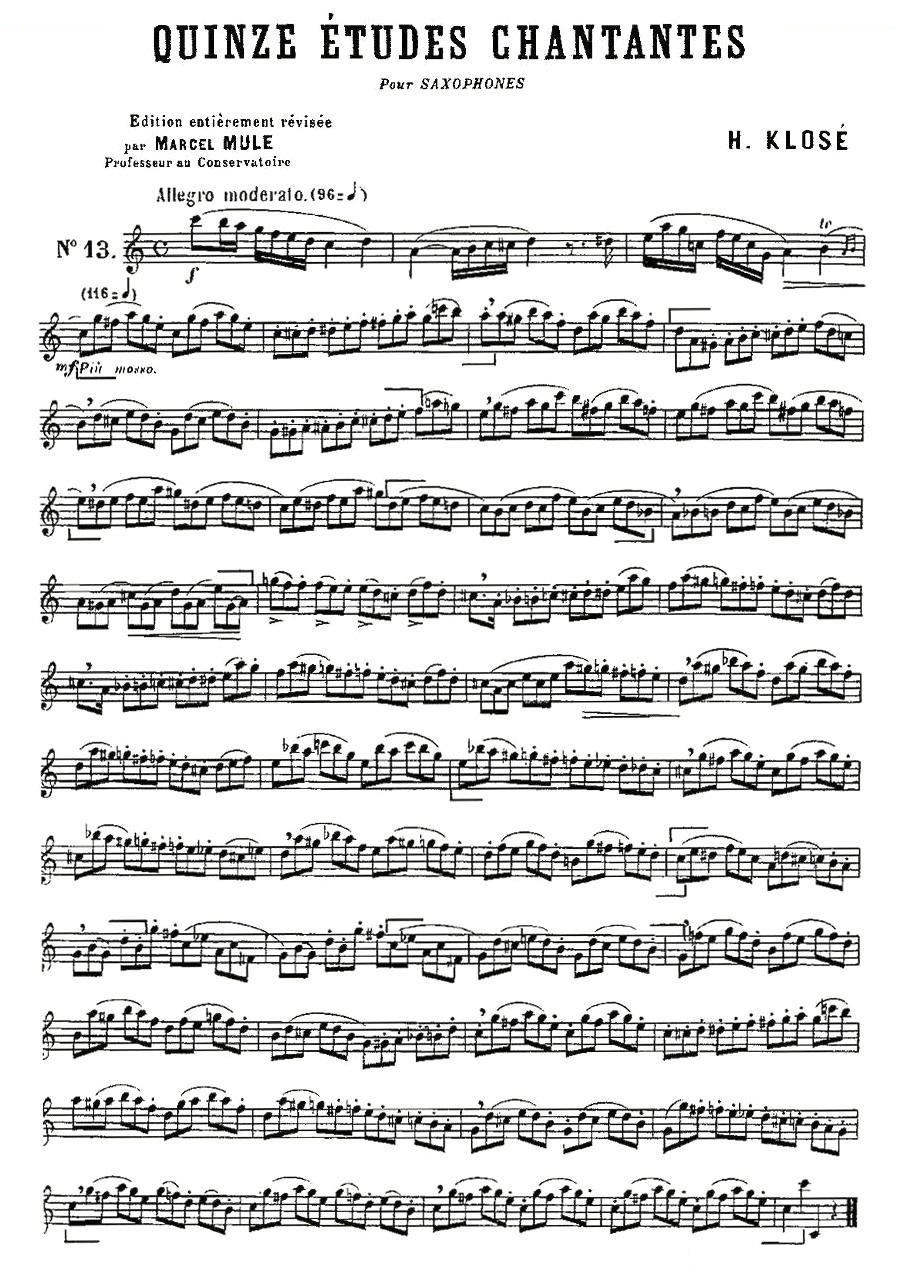 Klose Etudes Chantantes Pour Saxophone（练习曲之十三）