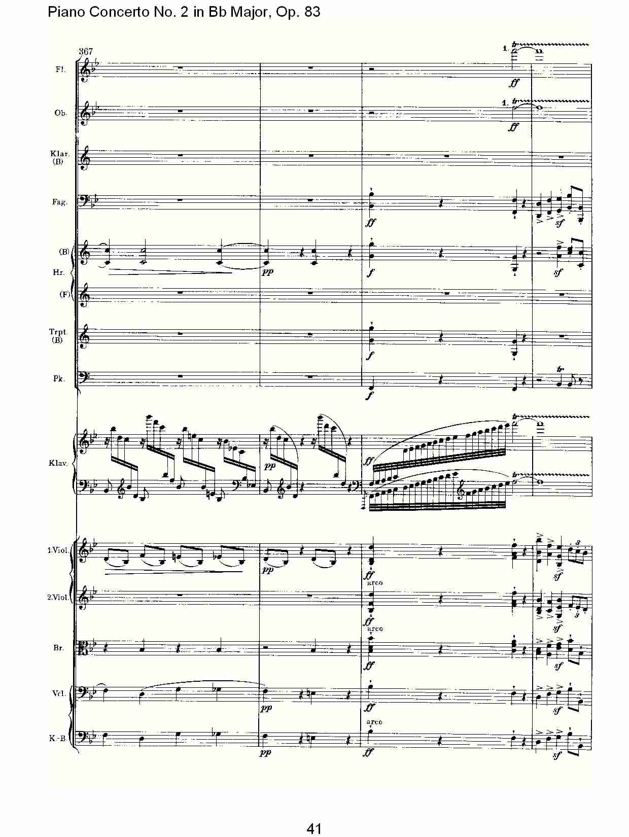 Bb大调钢琴第二协奏曲, Op.83第一乐章（九）