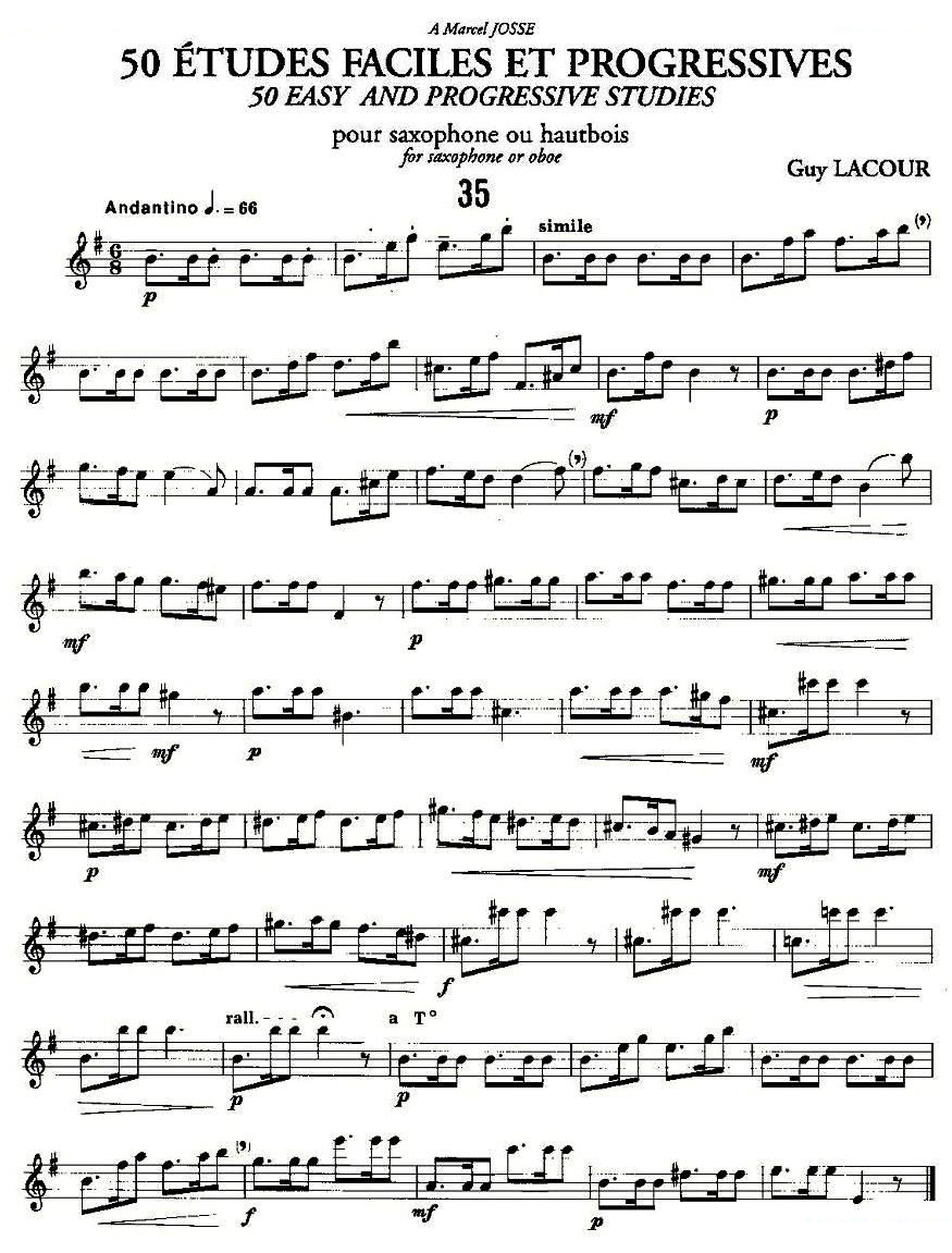 Guy Lacour 50 首萨克斯练习曲之35