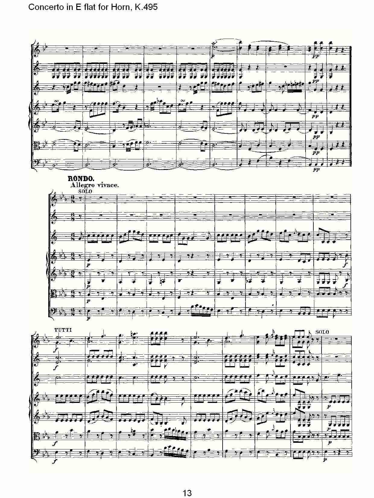 Eb调法国号协奏曲, K.495（三）