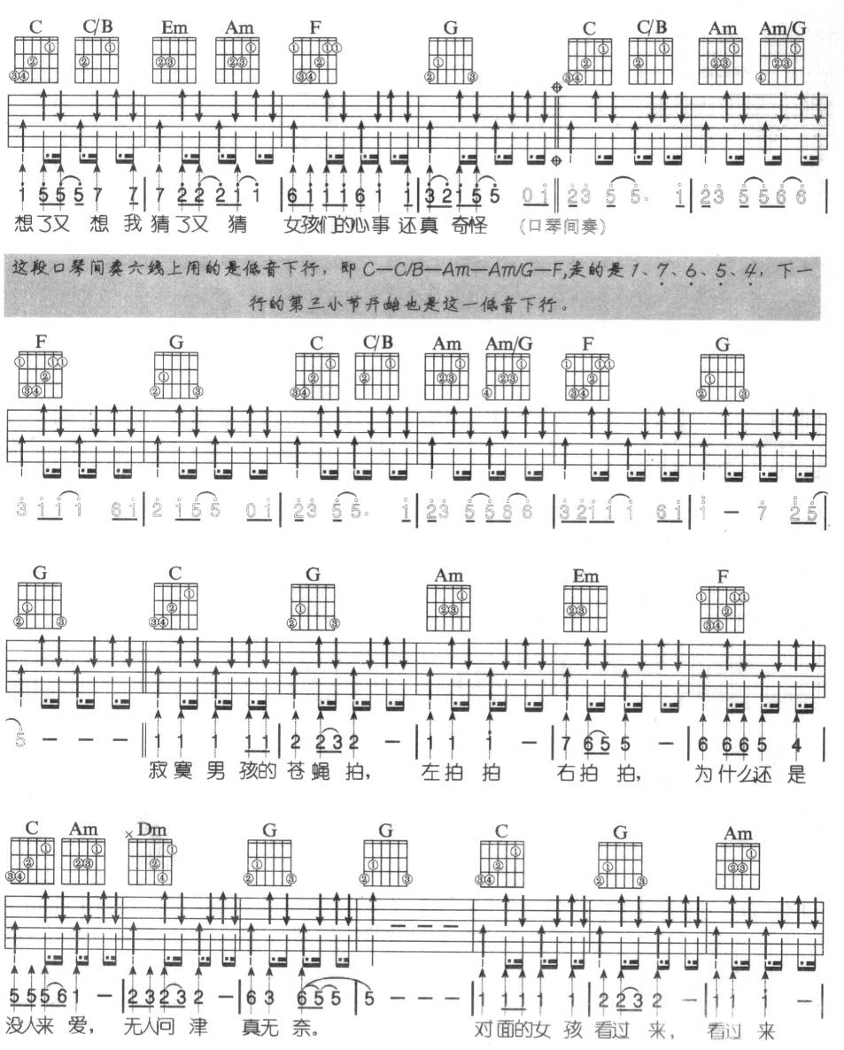 对面的女孩看过来(吉他弹唱)