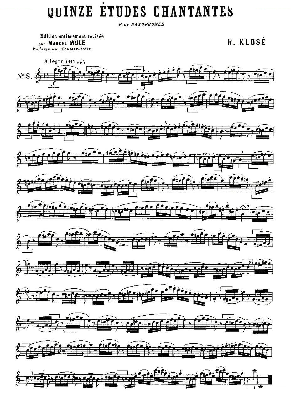 Klose Etudes Chantantes Pour Saxophone（练习曲之八）