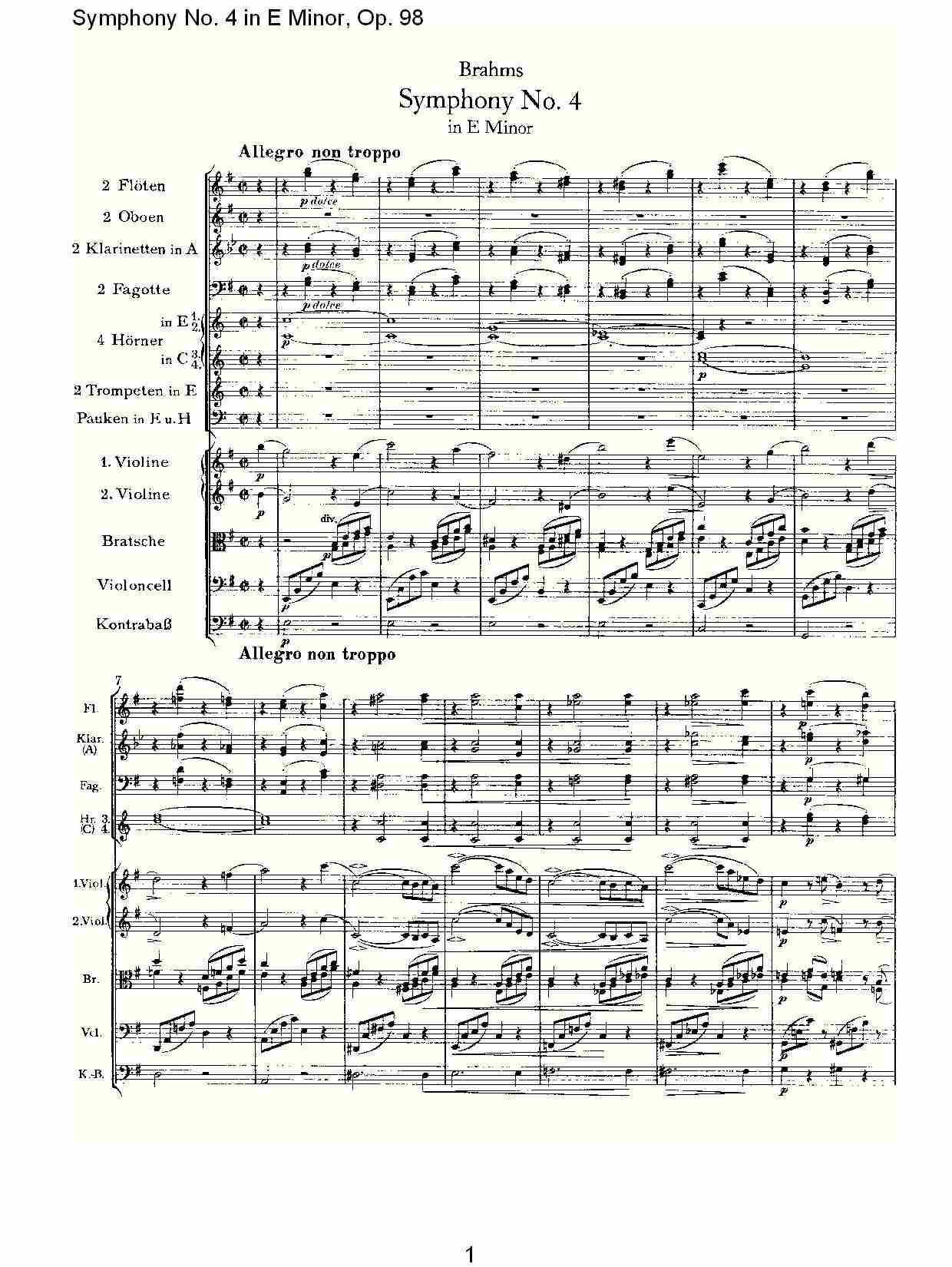 E小调第四交响曲, Op.98第一乐章（一）